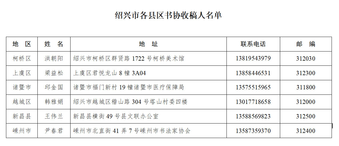 浙江省书协基层会员书法篆刻大展征稿启事（2020年6月15日截稿）