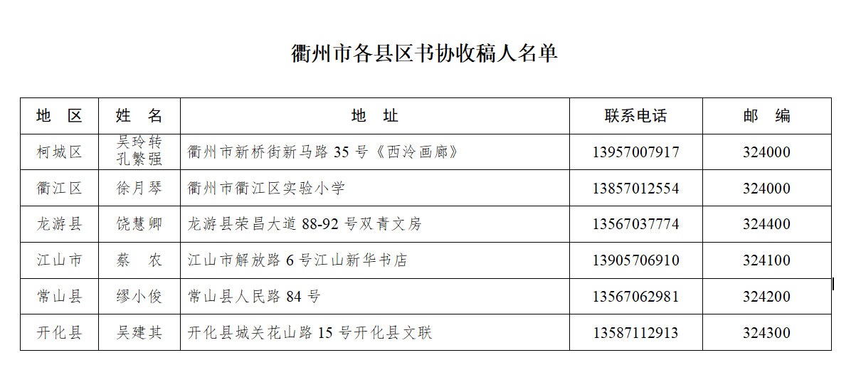 浙江省书协基层会员书法篆刻大展征稿启事（2020年6月15日截稿）